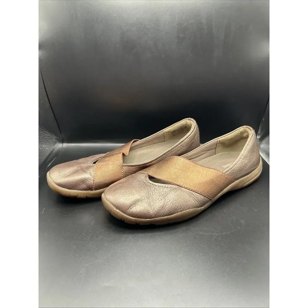 Clarks Collection Womens 7.5 M Ballet Flats Taupe Bronze Metallic Slip On